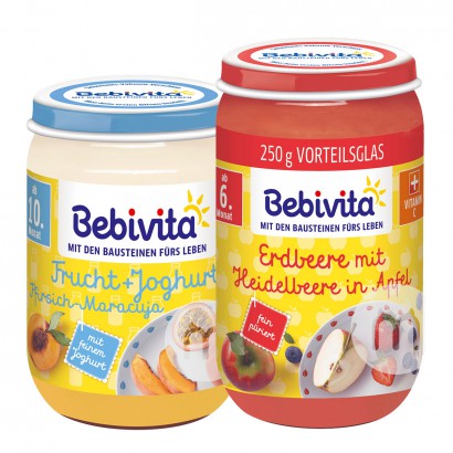 【2件裝】Bebivita 德國貝唯他西番蓮桃子優酪乳混合泥10個月以...