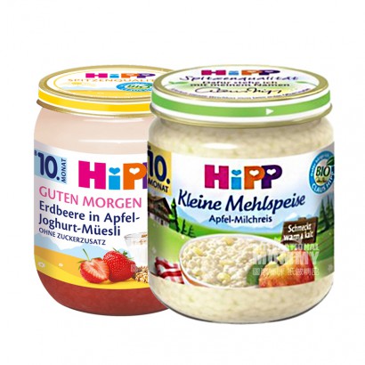 【4件裝】HiPP 德國喜寶有機水果優酪乳麥片泥*2+有機蘋果牛奶米粥...