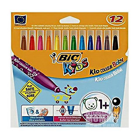 BIC KIDS 法國比克兒童無毒無味寶寶塗鴉12色水彩筆 海外本土原...