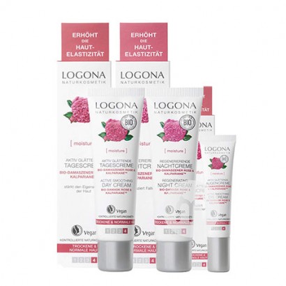 【3件裝】LOGONA 德國羅格娜有機玫瑰溫和補水嫩膚日霜+晚霜+眼霜 海外本土原版